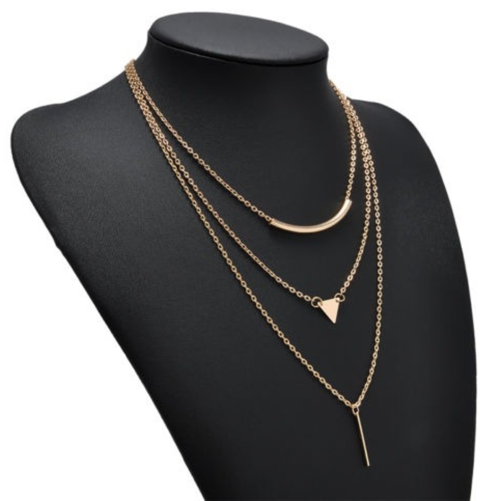 Three Tiered Goldtone Necklace - Picture 1 of 1